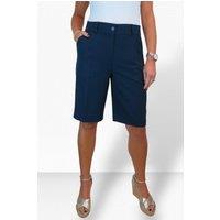 Paulo Due Women's Smart Pleated Tailored Shorts in Navy | Size: 14