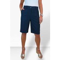 Paulo Due Women's Smart Pleated Tailored Shorts in Navy | Size: 22