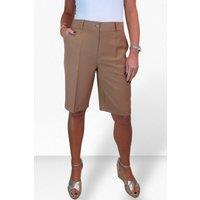 Paulo Due Women's Smart Pleated Tailored Shorts in Tan | Size: 14
