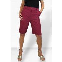 Paulo Due Women's Smart Pleated Tailored Shorts in Burgundy | Size: 10