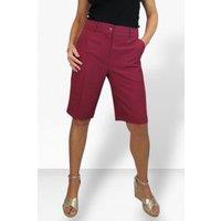 Paulo Due Women's Smart Pleated Tailored Shorts in Burgundy | Size: 14