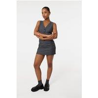 Pink Vanilla Women's Grey Diamante Pinstripe Waistcoat | Size: Small