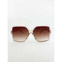SVNX Women's Oversized Square Sunglasses In Crystal Sand in Light Sand