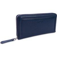 SADDLER Women's 'Beatrice' Gift Boxed RFID Long Zipper Real Leather Purse in Navy