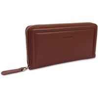 SADDLER Women's 'Beatrice' Gift Boxed RFID Long Zipper Real Leather Purse in Tan