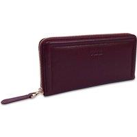SADDLER Women's 'Beatrice' Gift Boxed RFID Long Zipper Real Leather Purse in Dark Red