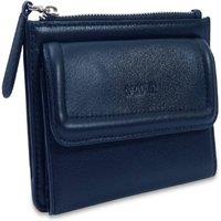 SADDLER Women's 'Marion' Real Leather Bifold Card Wallet with Zip Top Coin Purse in Navy