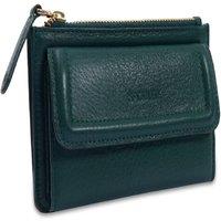 SADDLER Women's 'Marion' Real Leather Bifold Card Wallet with Zip Top Coin Purse in Green