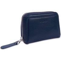 SADDLER Women's 'Annabelle' RFID 2 Section Leather Zip Top Coin Purse in Navy