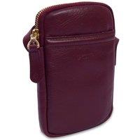 SADDLER Women's 'Margot' Gift Boxed RFID Real Leather Crossbody Phone Pouch in Burgundy