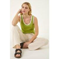 Roman Women's Cotton Ric Rac Trim Vest in Olive | Size: 20