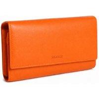 SADDLER Women's 'Grace' Large RFID Handmade Leather Multi Section Purse in Orange