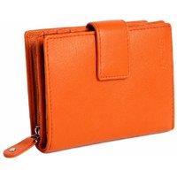 SADDLER Women's 'Emily' Medium RFID 10 Card Slots Handmade Leather Wallet in Orange