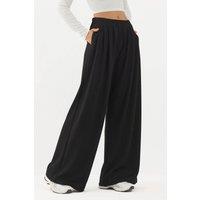 Hiccup Women's Soft Touch Pleated Wide Leg Pants in Black | Size: Medium