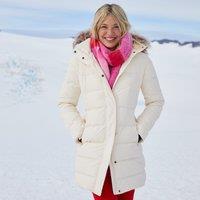 Lands' End Women's Petite Hooded Down Coat in Ivory | Size: 10-12