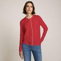 Lands' End Women's Pearl Trim Silk Touch Cardigan in Red | Size: 20