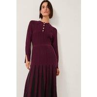 Monsoon Women's Prue Knit Pleated Shirt Dress Red in Wine | Size: 2XL