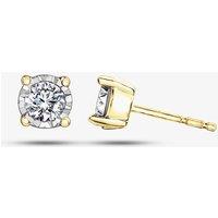 T.H.Baker Women's 9ct Two Colour Gold 0.10ct Diamond Stud Earrings E4058YW/10-10