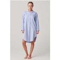 British Boxers Women's 'Westwood' Blue Stripe Brushed Cotton Nightshirt in Light Blue | Size: Medium