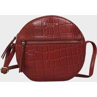 Assots London Women's JANE' Embossed Croc Leather Round Designer Crossbody Bag in Red