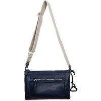 SADDLER Women's 'Ellen' 3 Section Handmade Leather Zip Top Crossbody Bag in Navy