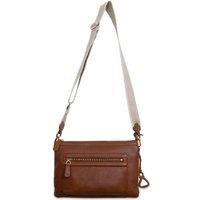 SADDLER Women's 'Ellen' 3 Section Handmade Leather Zip Top Crossbody Bag in Tan