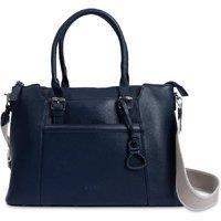 SADDLER Women's 'Elizabeth' Twin Handles Handmade Leather Zip Top Workbag in Navy