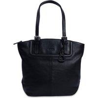 SADDLER Women's 'Sienna' Secure Pocket Zip Top Handmade Tote Shopper Bag in Black