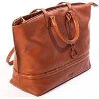 SADDLER Women's 'Victoria' Zip Top Handmade Oversize East West Tote Bag in Tan
