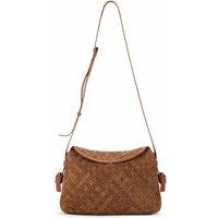 Clarks Women's Leonie Woven Tan Suede Shoulder Bags, Cross Body Bag in Brown