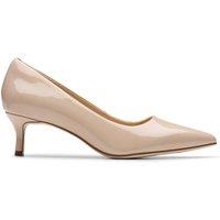Clarks Women's Zarey Court Sand Patent Court Shoes, Slip Ons, Heels in Beige | Size: 6-Standard Fit