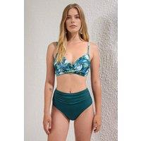 WOVCOR Women's Tropical Print Bikini Set with Wrap Top & High Waist Bottom | Size: 8
