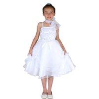 Cinda Girl's Party Dress with Scarf in White | Size: 4-5 Years