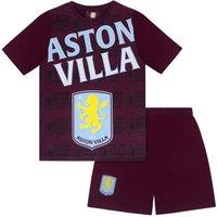 Aston Villa FC Boy's Kids Short Pyjama Set in Burgundy | Size: 8-9 Years