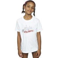 Harry Potter Girl's Hogwarts Castle Spray Cotton T-Shirt in White | Size: 12-13 Years