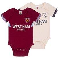West Ham United FC Baby 2 Pack Bodysuits in Burgundy | Size: 18-24 m