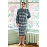 British Boxers Men's "Jura" Tartan Brushed Cotton Nightshirt in Dark Green | Size: Medium