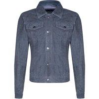 Infinity Leather Men's Goat Suede Leather Jeans Jacket-Adelaide in Grey | Size: Medium