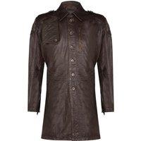 Infinity Leather Men's Soft Long Military Trench Distressed Leather Coat in Brown | Size: 3XL