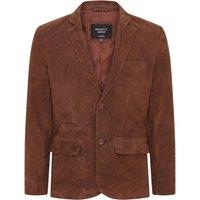 Infinity Leather Men's Slim Goat Suede Italian Blazer Jacket-Somero in Brown | Size: Medium