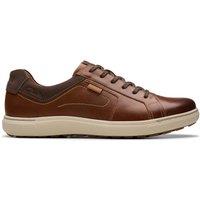 Clarks Men's Mapstone Lace Tan Leather Trainers, Lace Up in Brown | Size: 9-Wide Fit