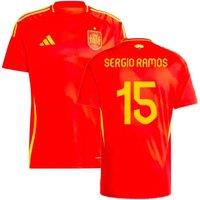 Spain Men's Mens 2024 - 2025 Home Shirt - Sergio Ramos 15 in Red | Size: XL