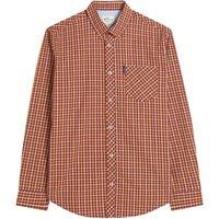 Ben Sherman Men's Signature House Check Long-Sleeved Shirt in Amber | Size: Small