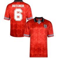 England Men's Mens Score Draw World Cup 1990 Away Shirt - Butcher 6 in Red | Size: XL