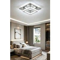 ExtraStar Modern Square Crystal Flush Mount Ceiling Ligh in Silver