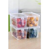Living and Home 4pcs Sealed Fridge Organiser Box Stackable Food Storage Containers w/ Lids & Handles in Clear