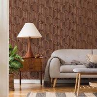 Sublime Modella Walnut Brown Wood Wallpaper in White | Size: 10000mm x 520mm