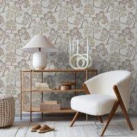 Sublime Tree Floral Natural/Gold Wallpaper in White | Size: 10000mm x 520mm