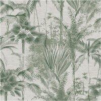 Sublime Jungle Texture Floral Green Wallpaper in White | Size: 10000mm x 520mm