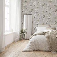 Sublime Kranes Floral Neutral Wallpaper in White | Size: 10000mm x 520mm